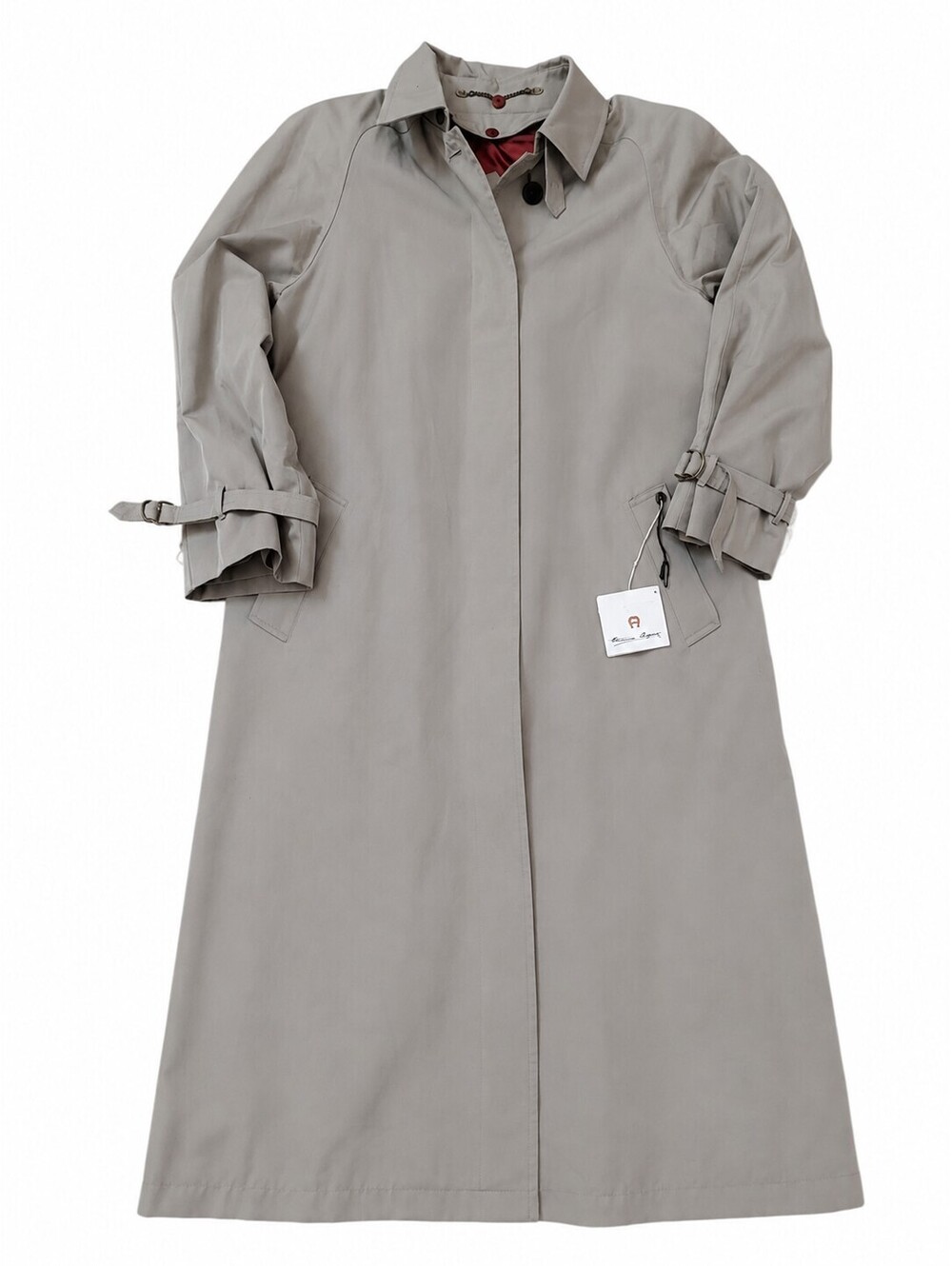 VTG Etienne Aigner Michelle Trench Coat Long W 16 Wool Liner Leather Trim NWT